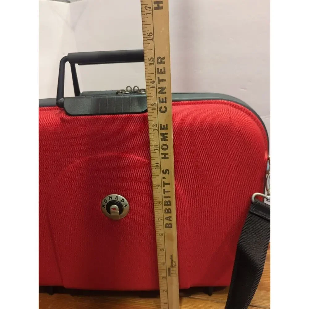 Classic Sonada Hardside Laptop Case Red And Black With Shoulder Strap